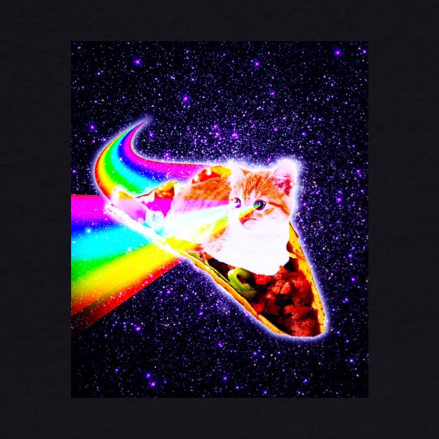 Rainbow Laser Eyes Galaxy Cat Riding Taco by Random Galaxy